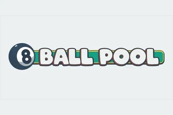 8 Ball Pool Logo with an actual 8 ball as the number 8